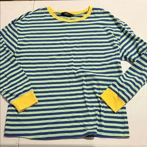 Long Sleeve Tee in Blue and Yellow Stripes